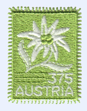 Österreich, selbstklebende Stoffmarke aus 2005, "Edelweiß"
