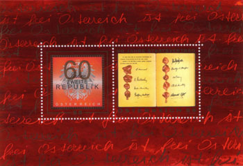 Österreich, Markenblock aus 2005, "60 Jahre 2. Republik - 50 Jahre Staatsvertrag"